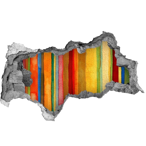 Díra 3D fototapeta nálepka Barevné pruhy v poškozené zdi