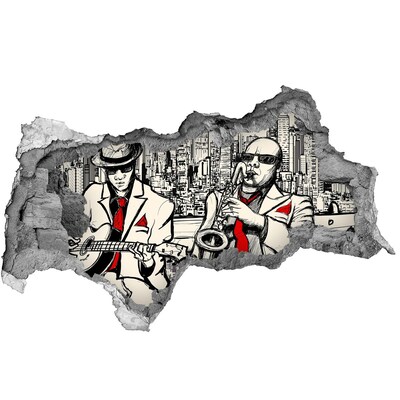 Fototapeta díra na zeď 3D Jazzová scéna ve městě