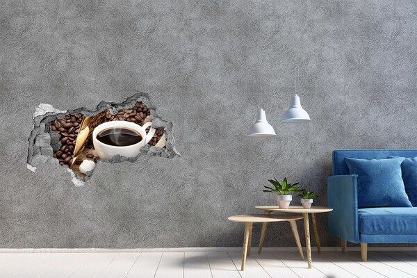 Nálepka 3D díra Káva v srdci přírody