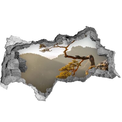 Nálepka fototapeta 3D výhled Horská krajina se stromem