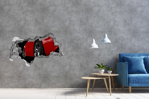 Foto fotografie díra na zeď Červené auto