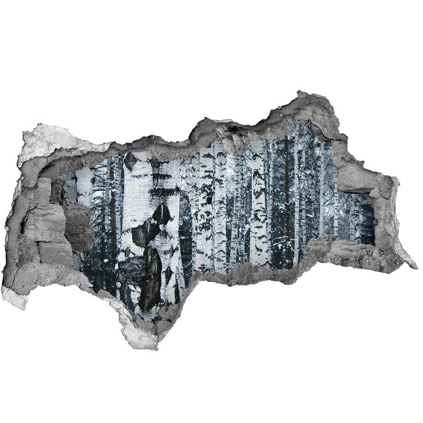 Samolepící díra na stěnu Zimní březový les