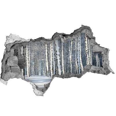 Samolepící díra na stěnu nálepka Zimní les v bílém