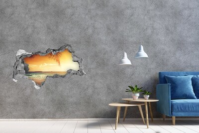 Samolepící díra na stěnu Tropická pláž při západu slunce