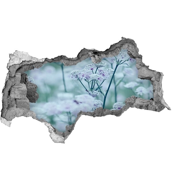 Samolepící díra na stěnu Květiny mezi zničenou zdí