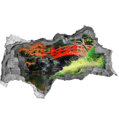 Nálepka fototapeta 3D výhled Japonský most v zahradě