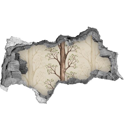 Nálepka 3D díra na zeď samolepící Rozbitá zeď se stromem
