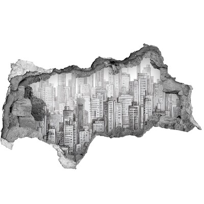 Fototapeta díra na zeď 3D Město za zdí