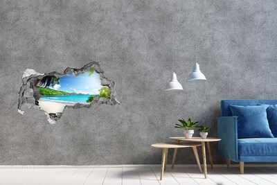 Nálepka fototapeta 3D na zeď Karibská pláž skrz díru ve zdi