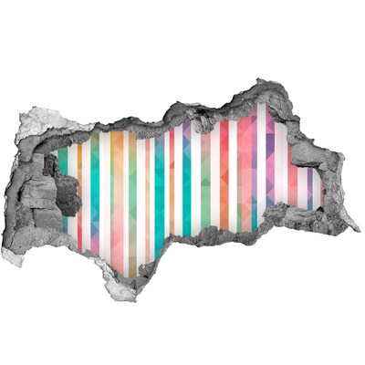 Díra 3D fototapeta nálepka Barevná geometrie za dírou ve zdi