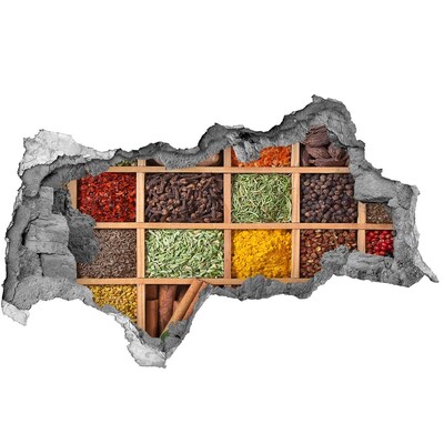 Nálepka 3D díra beton Kuchyně plná koření