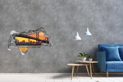 Fototapeta díra na zeď 3D Západ slunce nad mostem