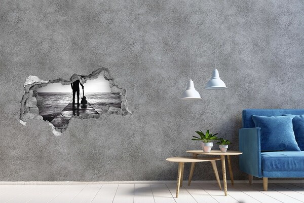 Fototapeta díra na zeď Kytarista na molo