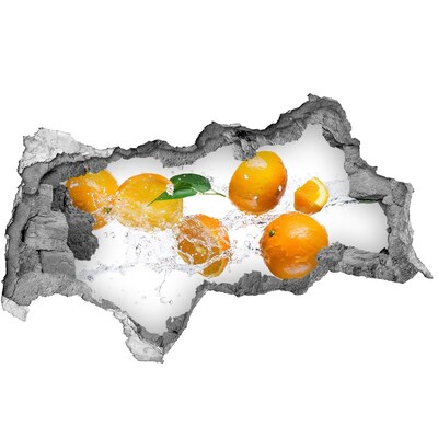 Nálepka 3D díra beton Citrusové plody ve vodním tanci