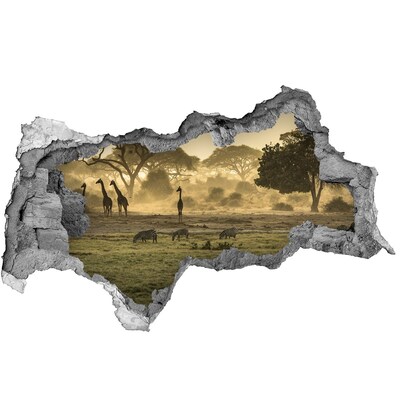 Nálepka fototapeta 3D Africká savana s žirafami a zebrami