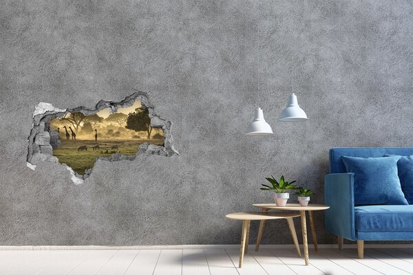Nálepka fototapeta 3D Africká savana s žirafami a zebrami