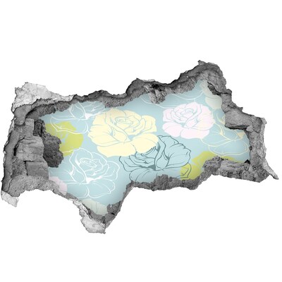 Nálepka 3D díra na zeď samolepící Květinová fototapeta Díra ve zdi