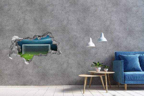 Fototapeta díra na zeď 3D nálepka Fotbalový stadion za dírou ve zdi