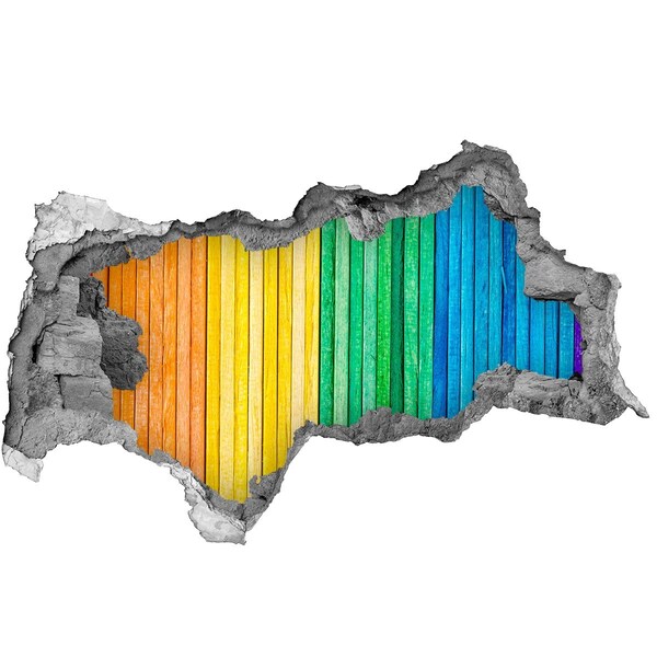 Díra 3D fototapeta na stěnu Barevné desky v díře ve zdi