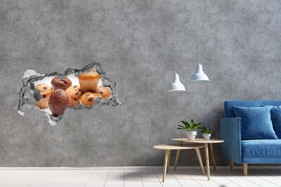 Nálepka díra na zeď beton Sladké pečivo zpoza zdi