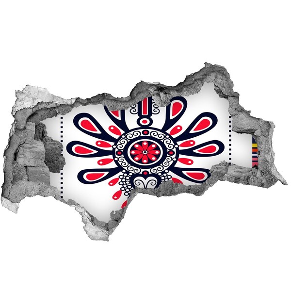 Díra 3D fototapeta na stěnu Barevný etnický vzor v díře ve zdi