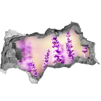 Samolepící díra nálepka beton Levandulové květy v rozbité zdi