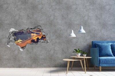 Fototapeta díra na zeď 3D Pohled na město v noci