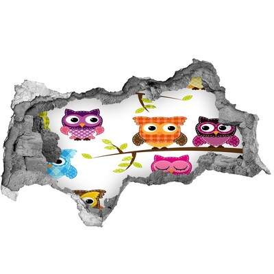 Samolepící nálepka Barevné sovy na větvi