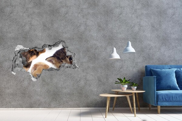 Díra 3D fototapeta nálepka Zvířata zpoza zdi