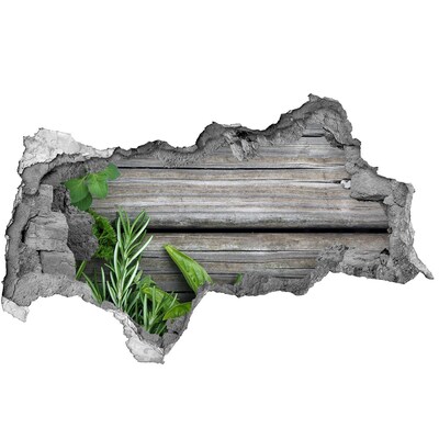 Fototapeta díra na zeď Poškozená zeď s dřevěnou podlahou