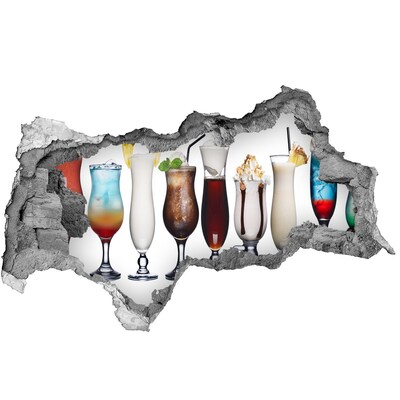 Nálepka 3D díra Koktejlová oáza v podobě díry ve zdi