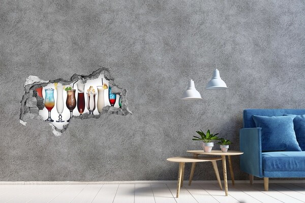 Nálepka 3D díra Koktejlová oáza v podobě díry ve zdi