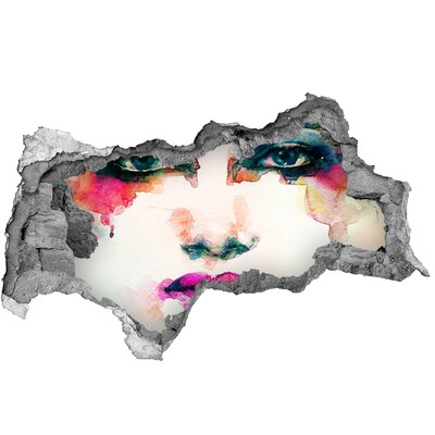 Díra 3D fototapeta na stěnu Barevný portrét v díře ve zdi