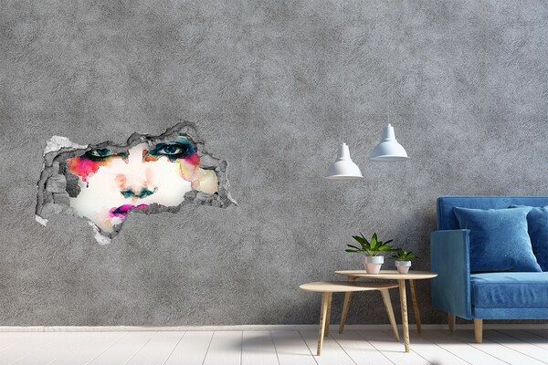 Díra 3D fototapeta na stěnu Barevný portrét v díře ve zdi