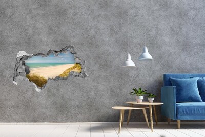 Nálepka fototapeta 3D výhled Karibská pláž skrz díru ve zdi