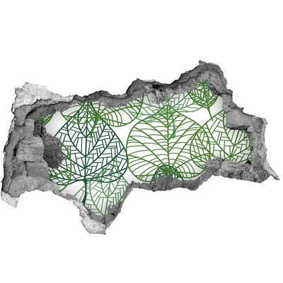 Nálepka 3D díra Zelené listí vzor