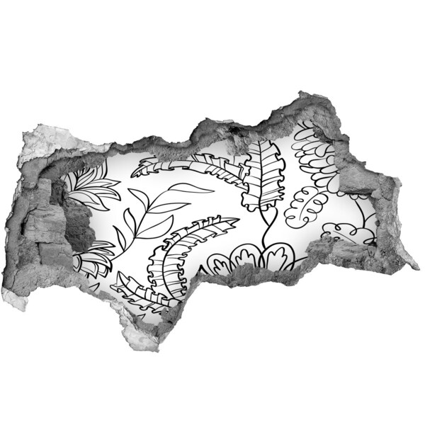 Nálepka 3D díra samolepící Tropická vegetace v díře ve zdi