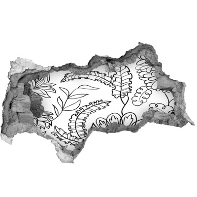 Nálepka 3D díra samolepící Tropická vegetace v díře ve zdi