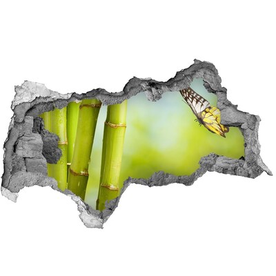 Samolepící díra nálepka Motýl v bambusové zahradě