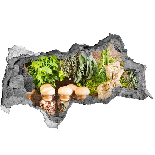 Nálepka 3D díra Bylinkový koutek v kuchyni