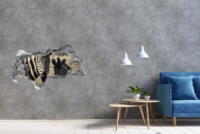 Díra 3D fototapeta nálepka Dvě zebry