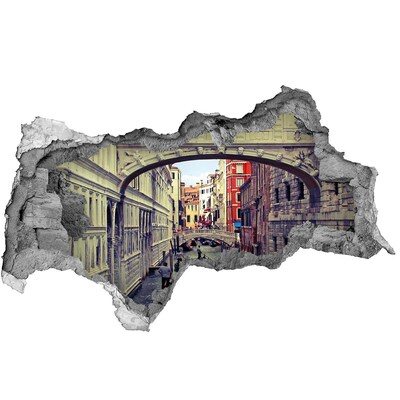 Fototapeta díra na zeď 3D Benátky v díře