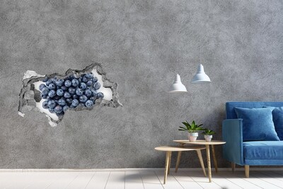 Nálepka 3D díra na zeď Borůvky v díře ve zdi