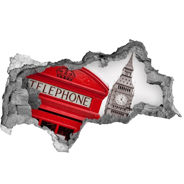 Fototapeta díra na zeď 3D Londýnská scenérie s telefonní budkou