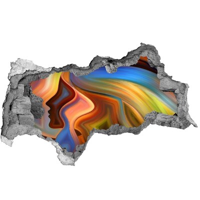 Díra 3D fototapeta nálepka Barevná krajina v díře ve zdi