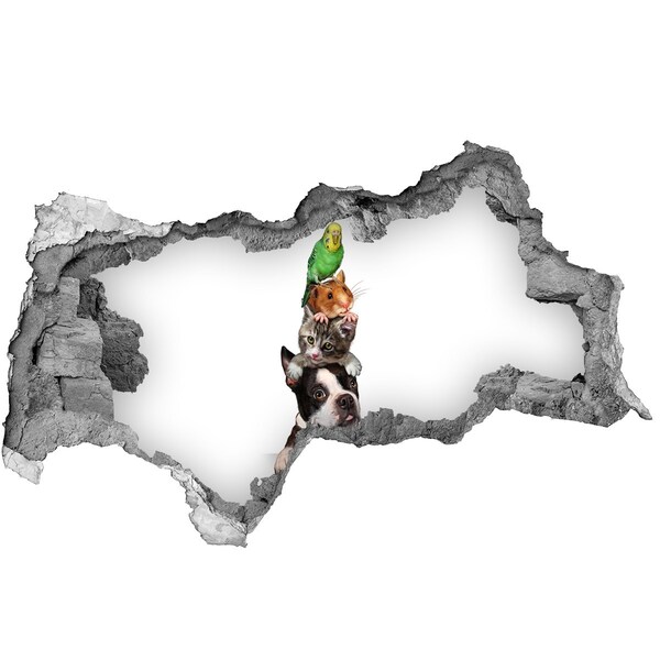 Díra 3D fototapeta na stěnu Věž přátelství se zvířaty