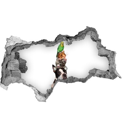 Díra 3D fototapeta na stěnu Věž přátelství se zvířaty