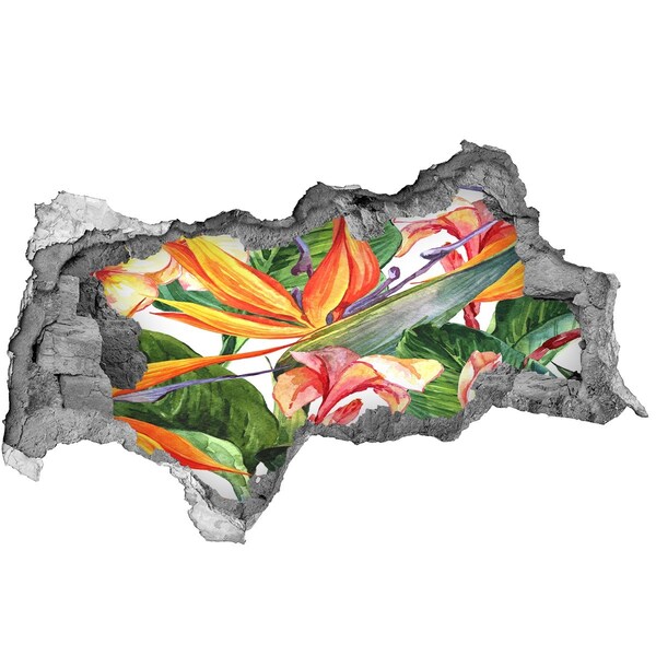 Nálepka 3D díra na zeď Tropický ráj za zdí