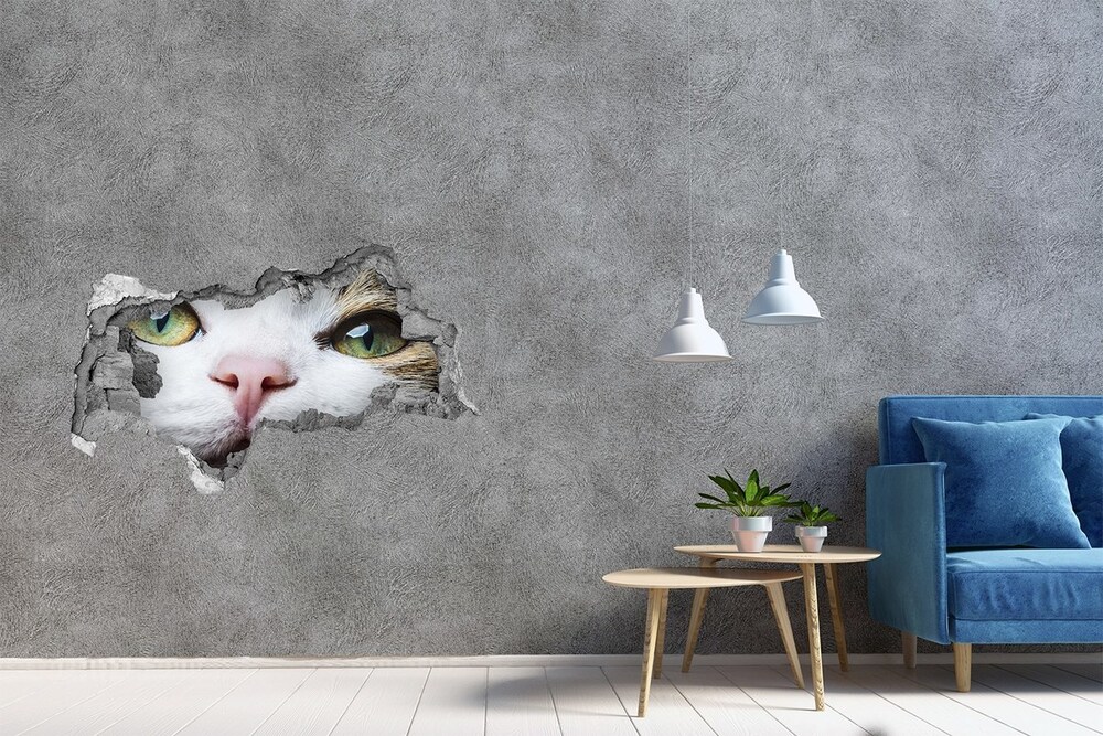 Díra 3D fototapeta nálepka Zelená kočičí oči