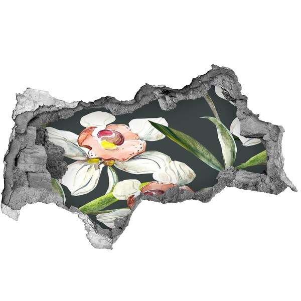 Nálepka díra na zeď beton Květiny v betonu